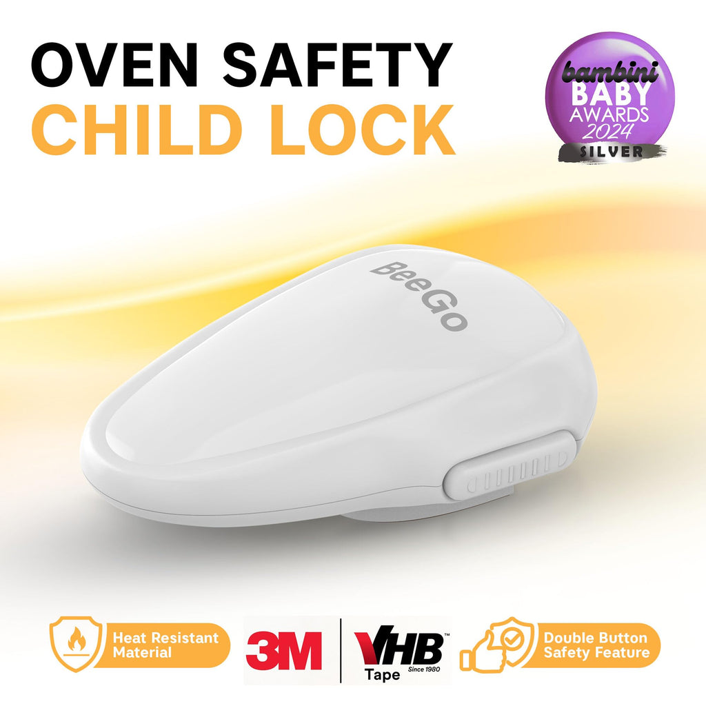 BeeGo® Oven Lock – Mom's Choice Awards® Gold | Child Safety Baby Proofing Lock for Oven, Stove & Microwave – Self-Adhesive, Heat-Resistant, No Drill, Easy Install (Black, Flat Surfaces Only)