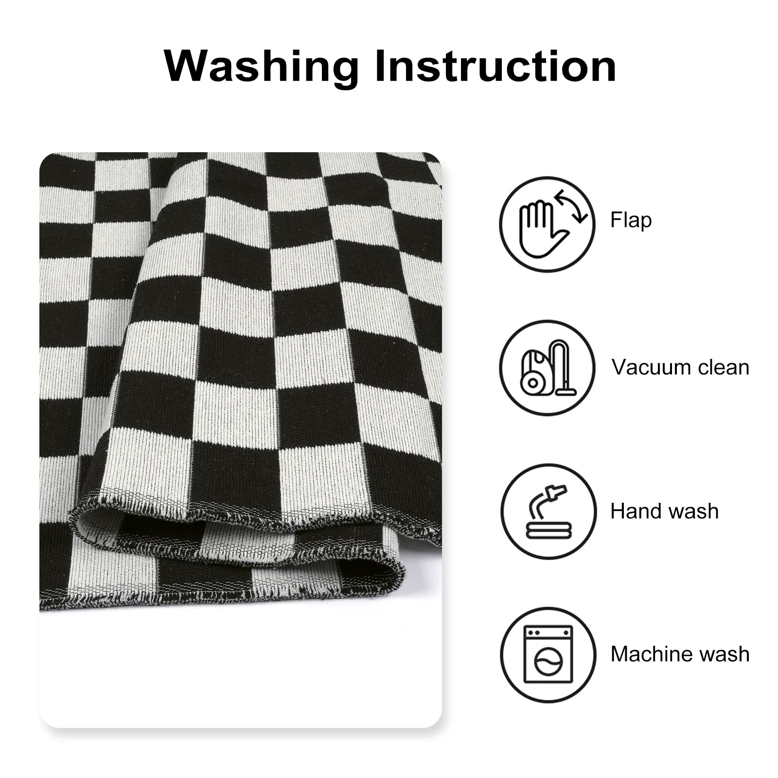 Seavish Checkered Rug, 2x3 Ft Black and White Moroccan Checkerboard Rug Washable Cotton Woven Washable Outdoor Rugs Reversible Floor Mat for Front Door Bedroom Entryway Kitchen Entryway