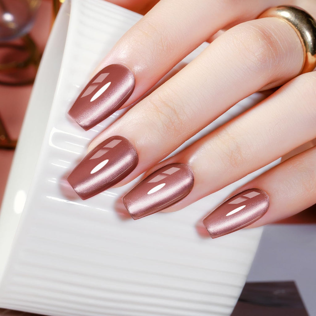 MIZHSE Cat Eye Gel Nail Polish, Moonlight Magnetic Gel Polish and Sheer Nude Nail Kit with 1 Magnet Stick, Glass Shiny Effect Silver Pink Purple Soak Off Manicure Home DIY