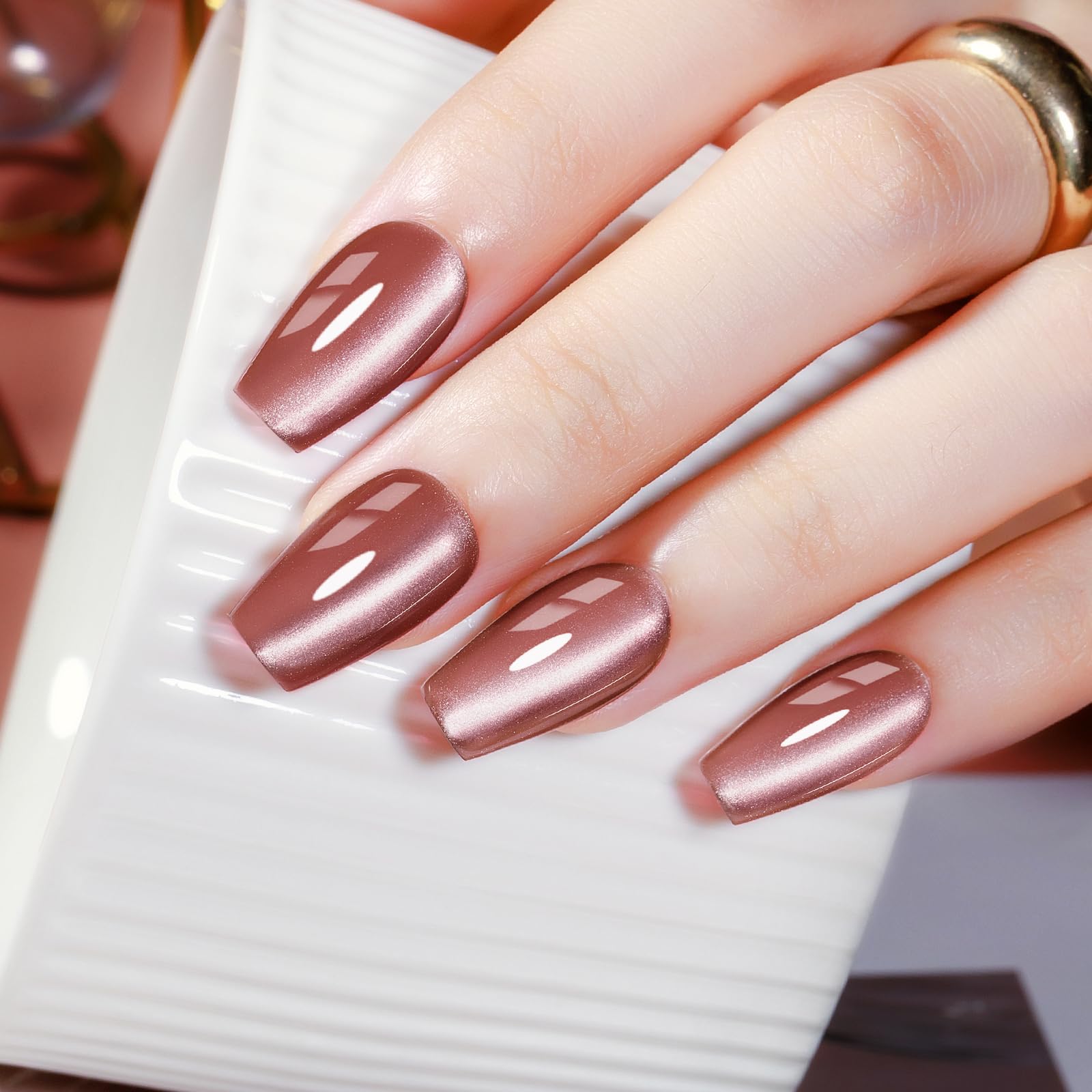 MIZHSE Cat Eye Gel Nail Polish, Moonlight Magnetic Gel Polish and Sheer Nude Nail Kit with 1 Magnet Stick, Glass Shiny Effect Silver Pink Purple Soak Off Manicure Home DIY
