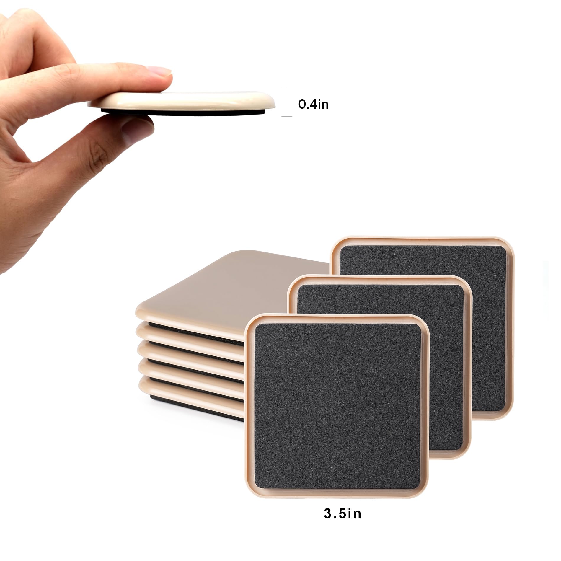 Furniture Sliders, Furniture Sliders Pads for Hardwood Floors, Chair Legs Floors Protectors, Reusable Round Glides Glider, Heavy Duty Furniture Movers Sliders (8 Pcs, 3 1/2inch，Coffee)