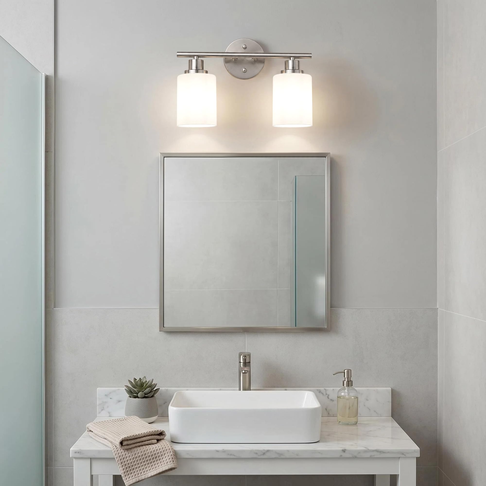 Unicozin 2 Pack Modern Bathroom Light Fixtures, 3 Light Vanity Lights, Black Wall Lamp with Clear Glass for Bathroom, Mirror, Living Room, Bedroom, Hallway, E26 Base
