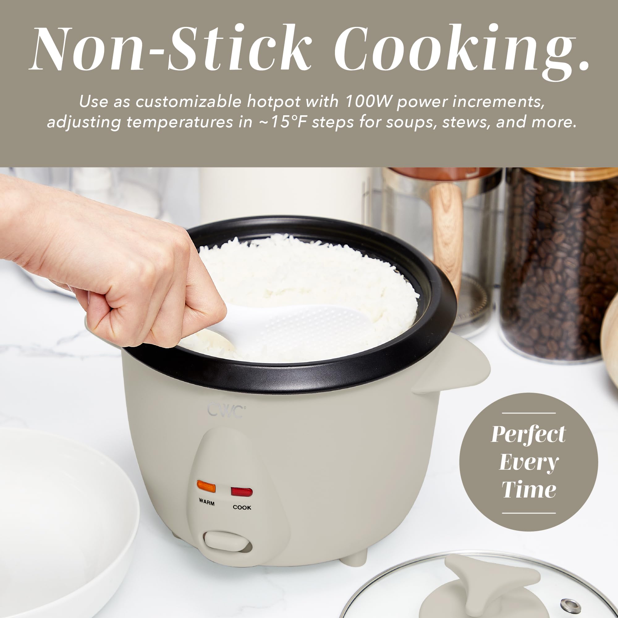 COOK WITH COLOR 6 Cup Rice Cooker 300W - Effortless Cooking and Perfectly, Cooks 3 Cups of Raw Rice for 6 Cups of Cooked Rice, Floral Blue