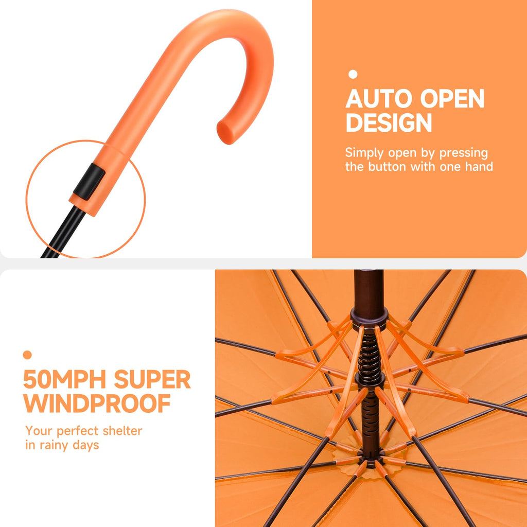 RUMBRELLA UV Stick Umbrella Auto Open UPF 50+ with J Hook Handle 51IN