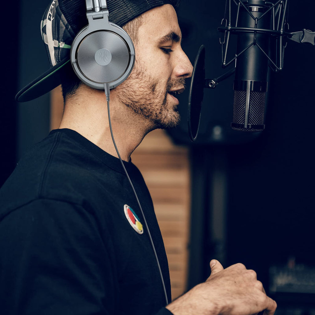 OneOdio Hi-Res Over Ear Headphones for Studio Monitoring and Mixing, Sound Isolation, Protein Leather Earcups, 50mm Driver Unit, Wired Headphones for AMP Guitar Keyboard (Pro-50 Black)