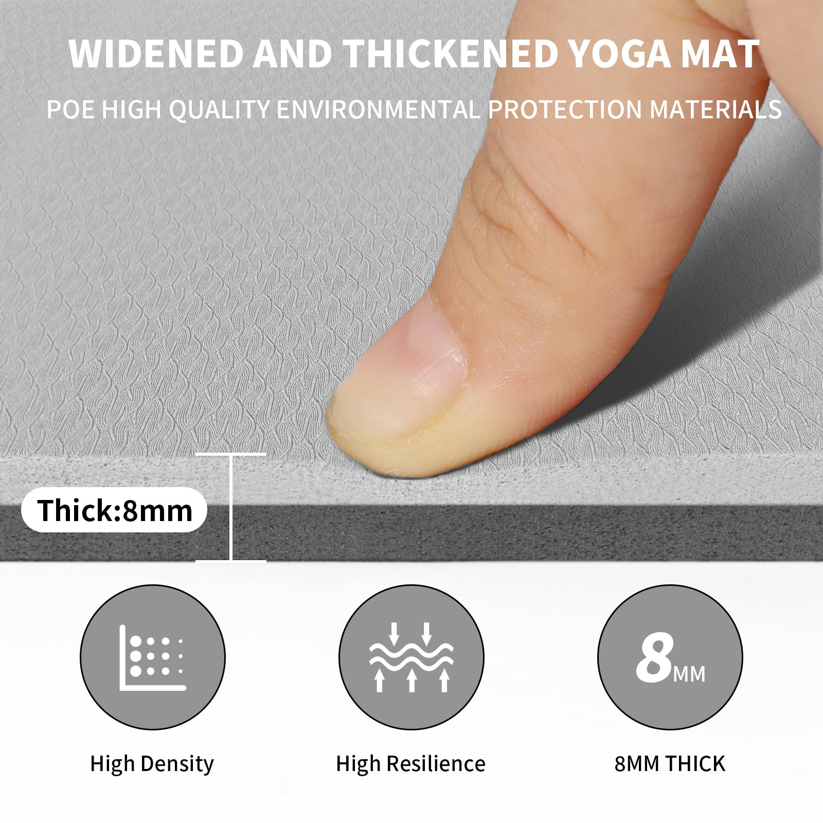 Large Yoga Mat (6'x 4')-POE 0.28''/0.32''/0.4'' Thick Fitness Mat, Eco-Friendly Exercise Mat for Home Workouts, Ideal for Yoga and Pilates