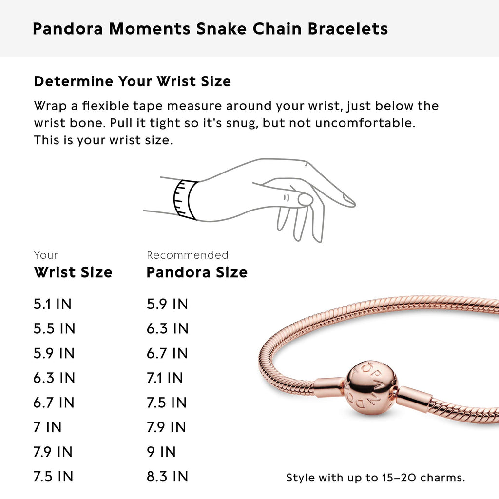 PANDORA Moments Snake Chain Bracelet - Hand-Finished Charm Bracelet - Jewelry for Her with Gift Box - Compatible Moments Charms - Sterling Silver