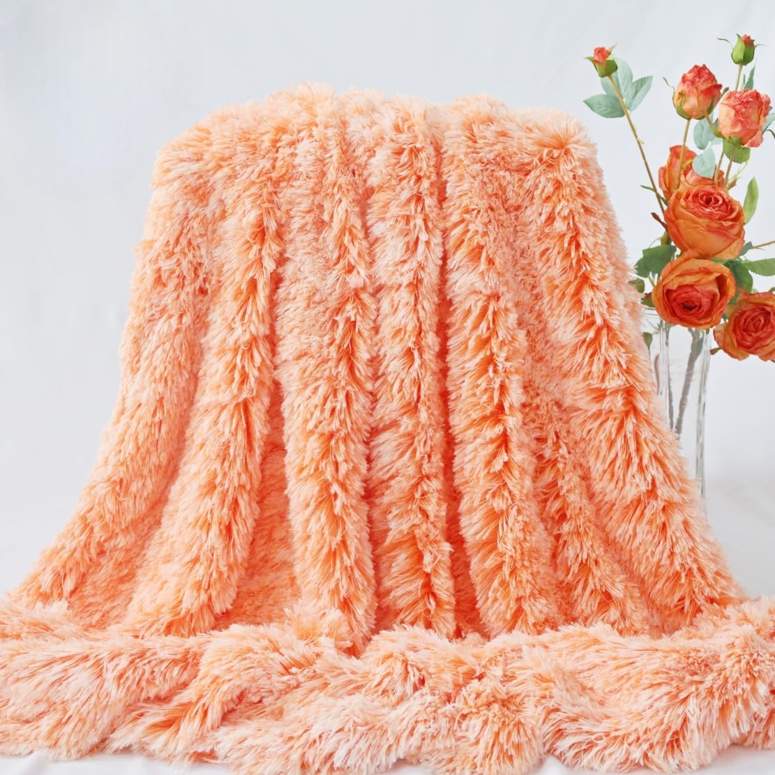 Plush Super Soft Blanket Bedding Sofa Cover Furry Fuzzy Fur Warm Throw Qulit Cozy Couch Blanket for Winter (51"x63", Black)