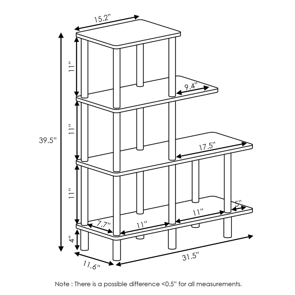 Furinno Turn-N-Tube 4-Tier Design Display Rack, Espresso/Black