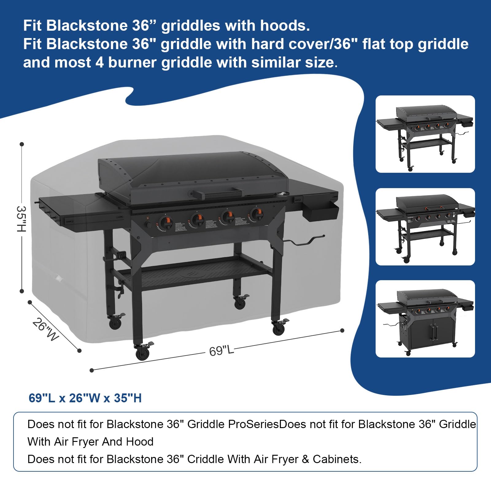 Grill Cover for Outdoor Grill,600D Heavy Duty Griddle Cover for Blackstone 28" Griddle,Waterproof 5483 BBQ Grill Cover with Air Vent and Click-Close Straps