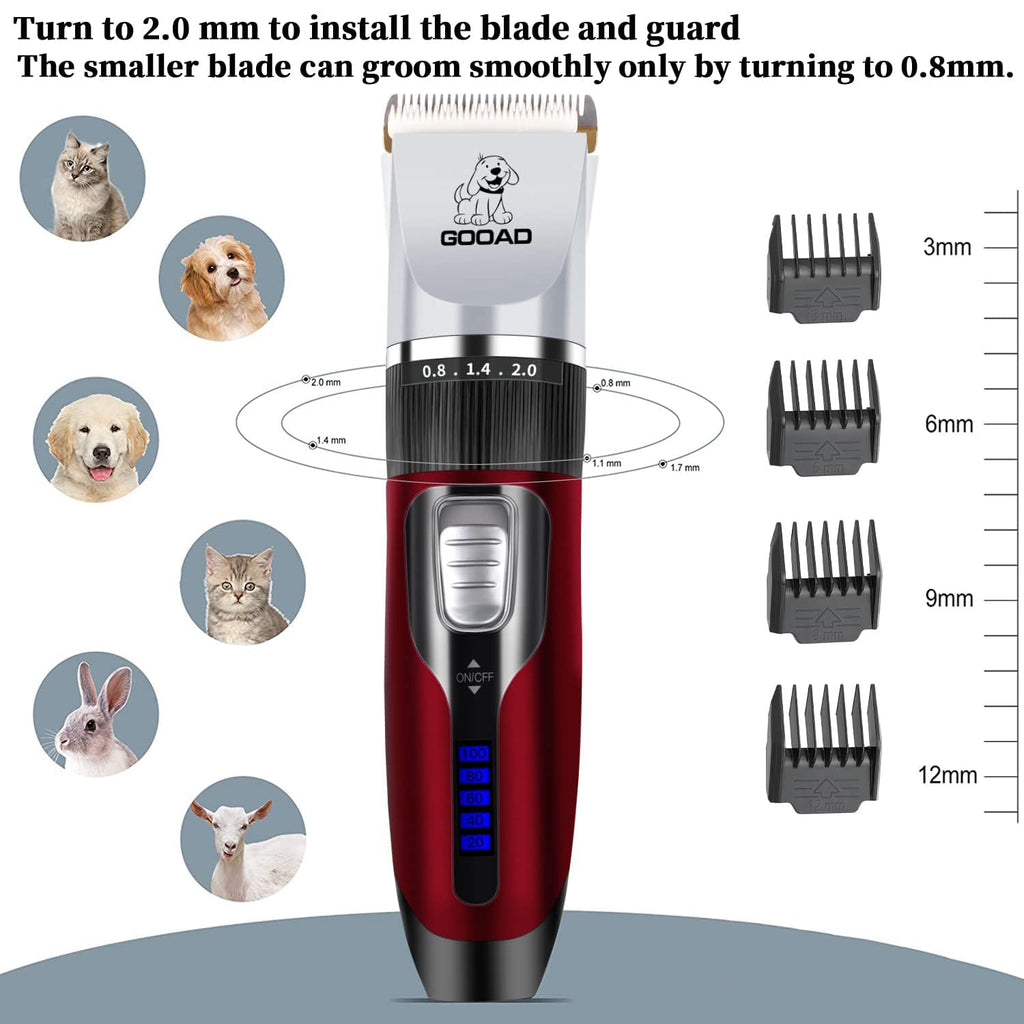 Dog Clippers Grooming Kit and Paw Trimmer,Cordless,Low Noise, Electric Quiet,Rechargeable, Dog Trimmer Grooming, Pet Hair Clippers for Thick Coats,Shaver for Small and Large Dogs Cats(Black)