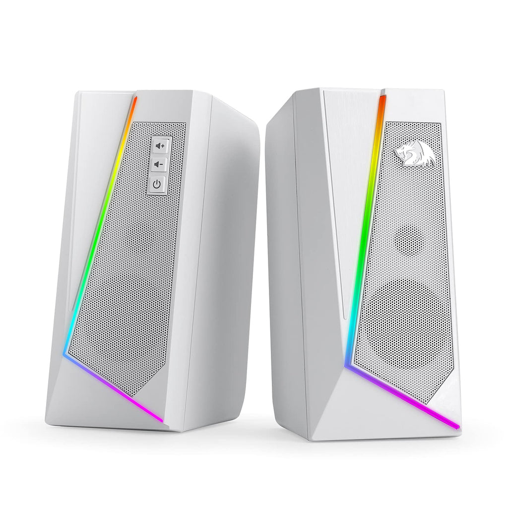 Redragon GS520 RGB Desktop Speakers, 2.0 Channel PC Computer Stereo Speaker with 6 Colorful LED Modes, Enhanced Sound and Easy-Access Volume Control, USB Powered w/ 3.5mm Cable