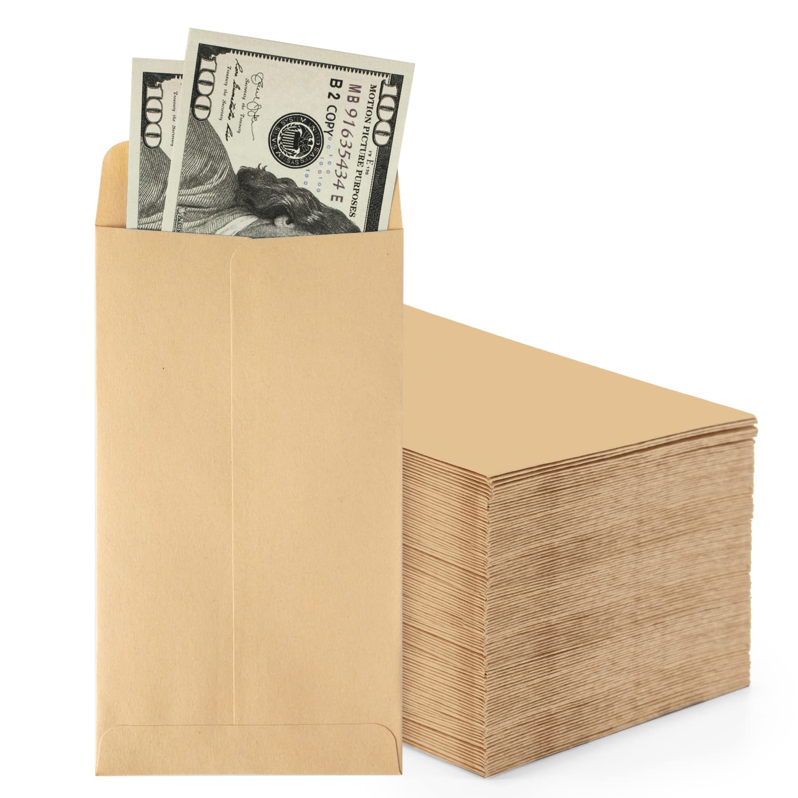 ACSTEP 500 Pack Coin and Small Parts Envelopes #1 Tip Envelope 2-1/4 X3-1/2 Mini Envelope with Gummed Flap for Home, Garden or Office Use(Black)