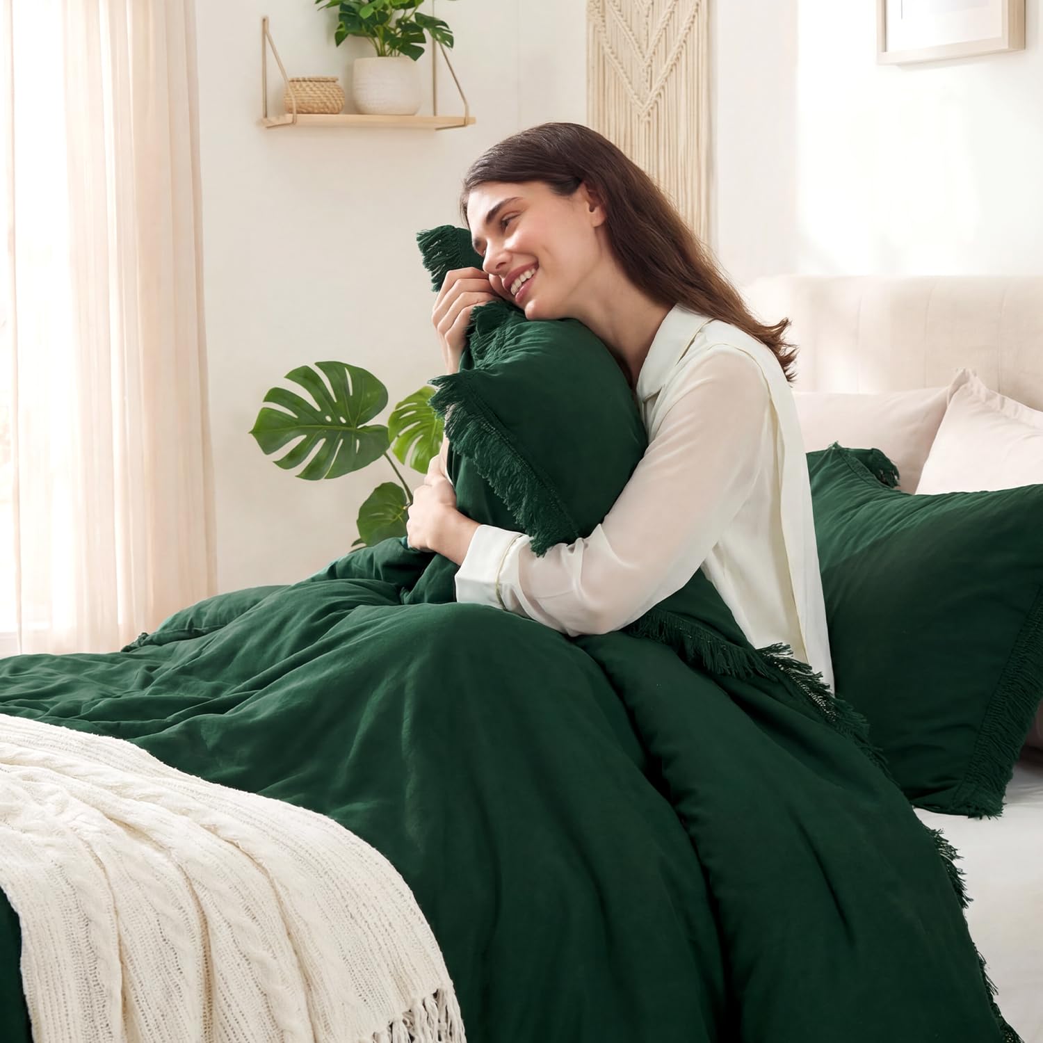 Andency Comforter Full Size Set Burnt Orange, 3 Pieces Boho Terracotta Winter Lightweight Bedding Comforter Sets, All Season Rust Tassel Bed Set (79x90In Comforter & 2 Pillowcases)