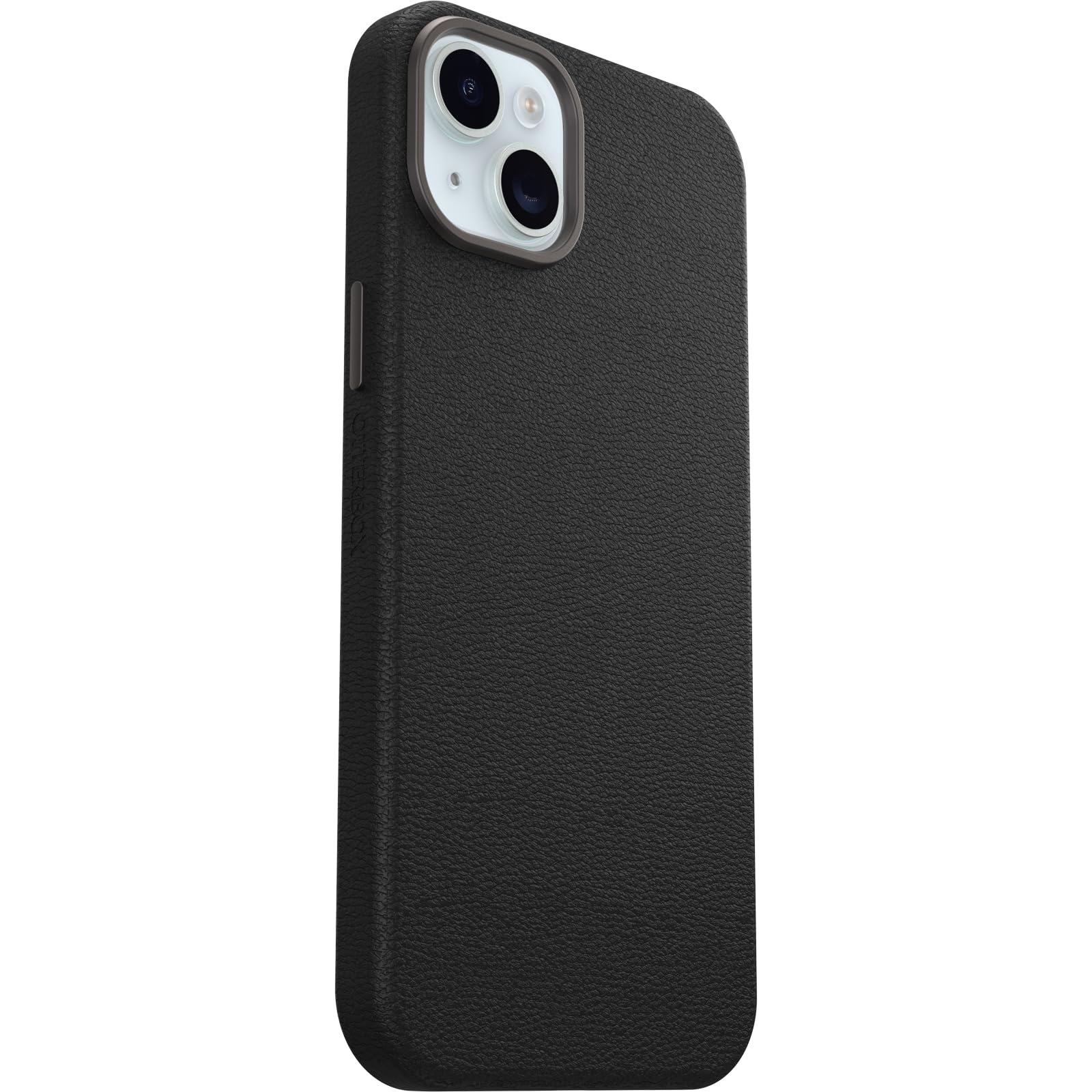 OtterBox iPhone 15 Symmetry Series Cactus Leather for MagSafe - Noir ASH (Black), Slim, Premium, Protective iPhone Case