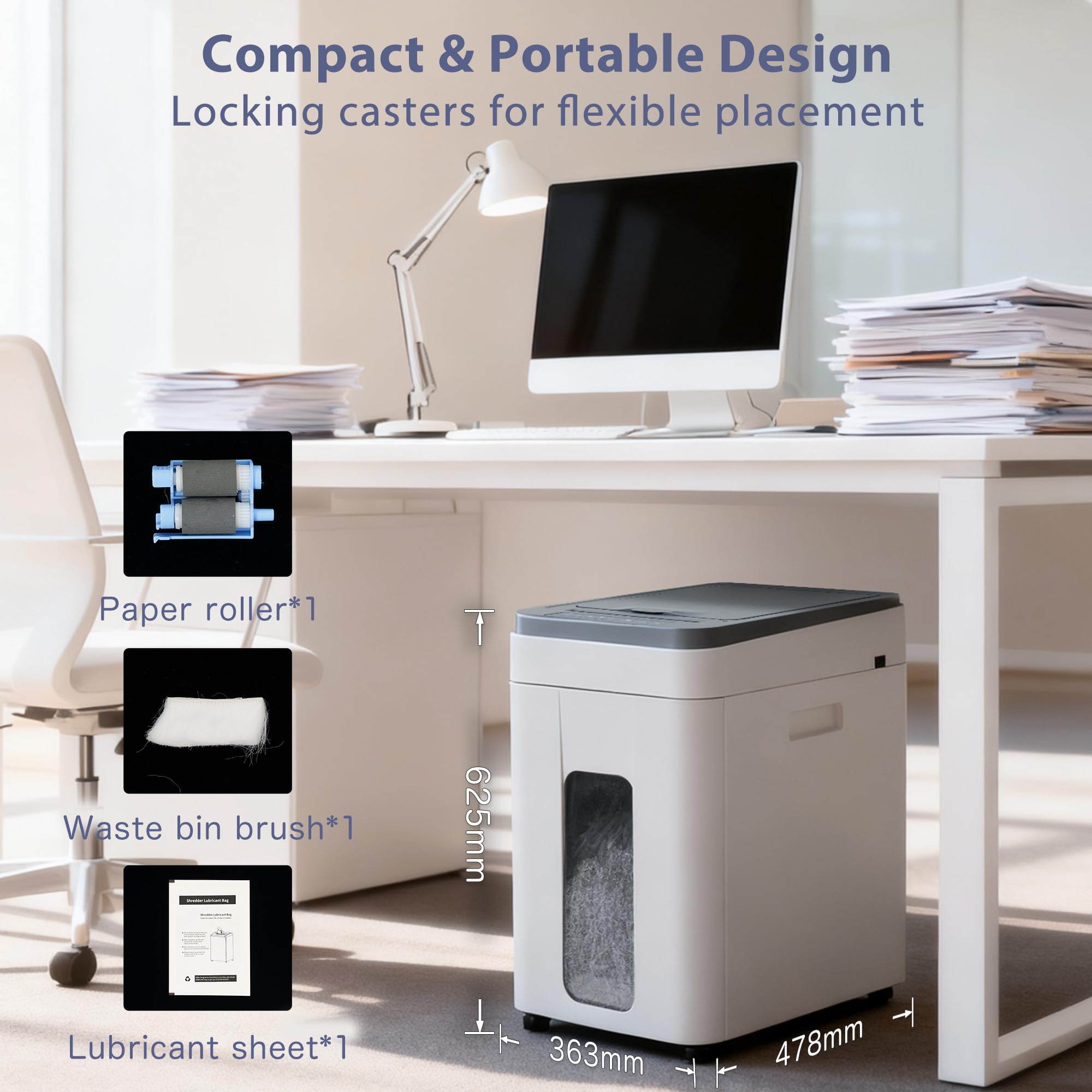 Heavy Duty Paper Shredder: 400-Sheet Auto Feed P5 Micro-Cut Document Credit Card Shredding with Jam-Proof Design for Home Office Business School