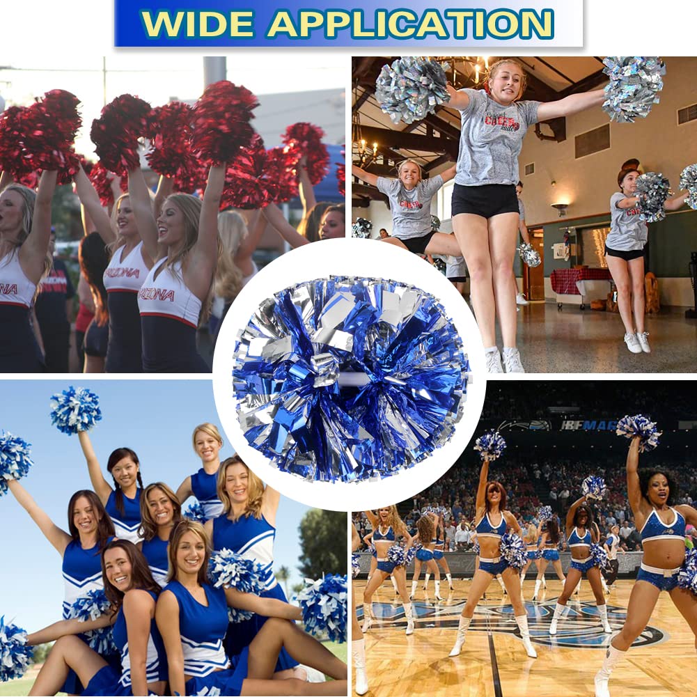 Lovecheer 2PCS/6PCS Metallic Pom Poms Cheerleading with Baton Handle Cheer Pompoms for Kids Adults Team Sports Spirit Party Cheering