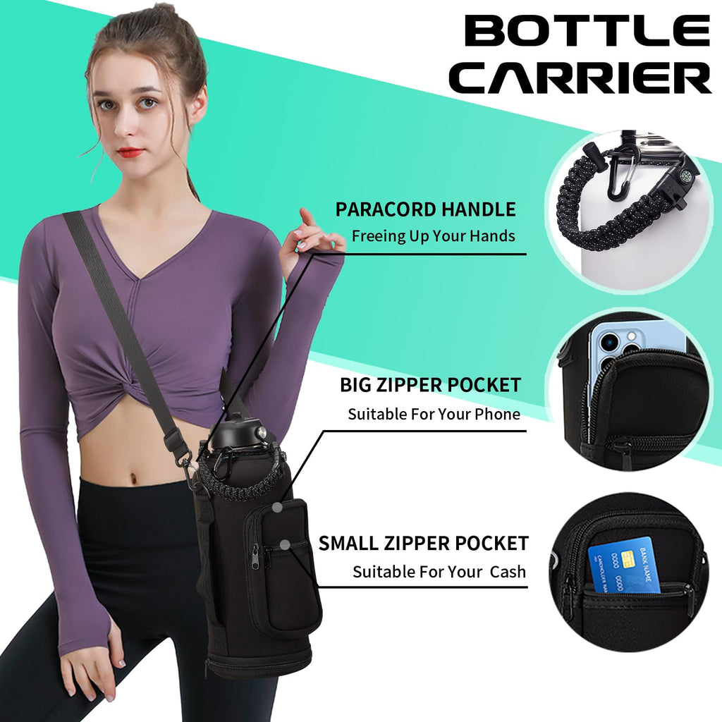 Insulated Water Bottle 32 oz - Cold-48h & Hot-24h Stainless Steel Vacuum Flask with Straw & Pop-up Chug Lid, Leak Proof 32oz Water Bottles, Wide Mouth Hydro Metal Thermal Cups for Gym Work