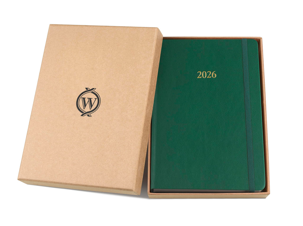 Wykeham's Executive 2026 Daily Journal Planner – US Public Holidays & Format – Customization Available (Brown, 6" x 4.5")