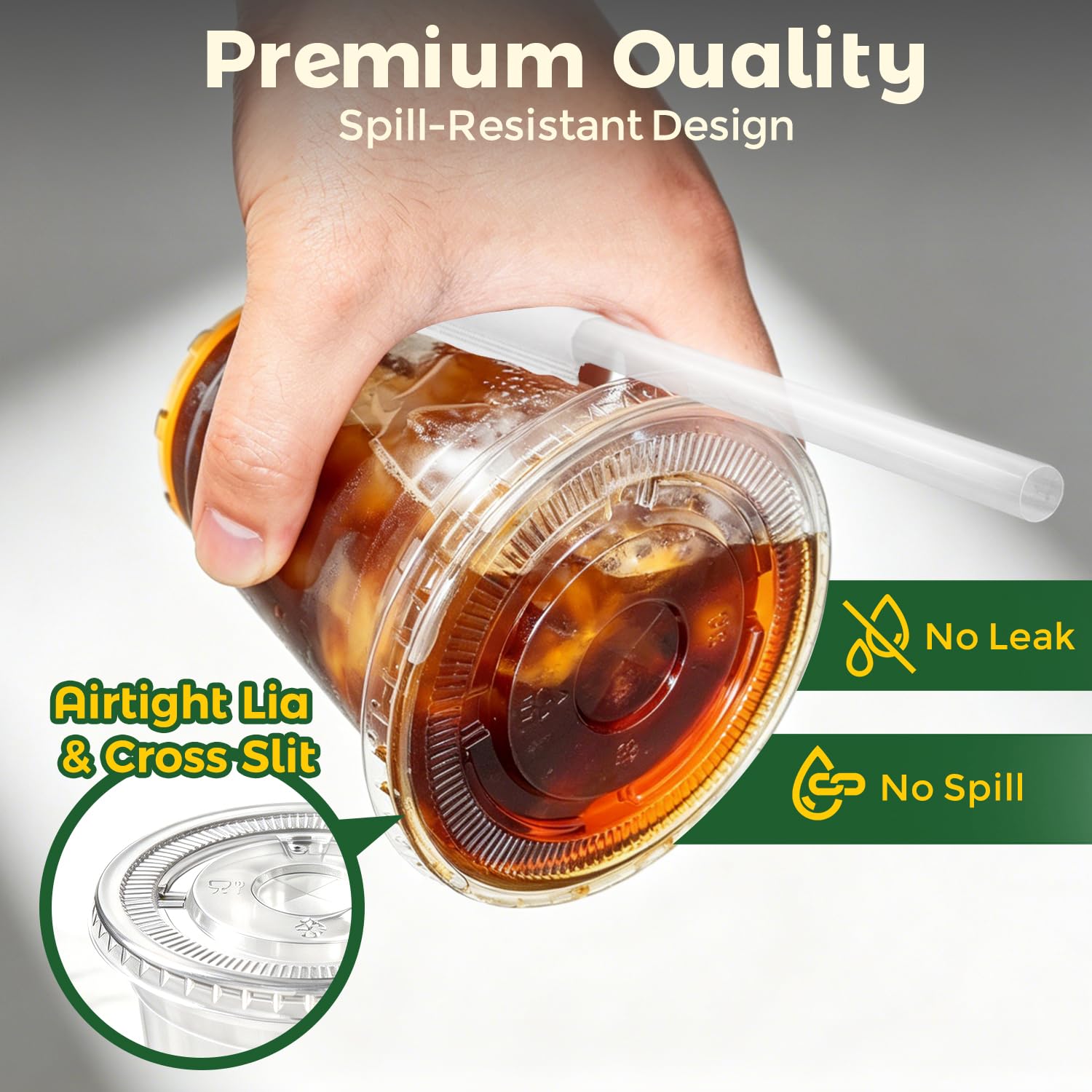 Charmount 50 Sets- 12 oz Clear Plastic Cups with Lids and Straws, Disposable To Go Cups for Cold Drinks, Iced Coffee, Milkshakes, Smoothies