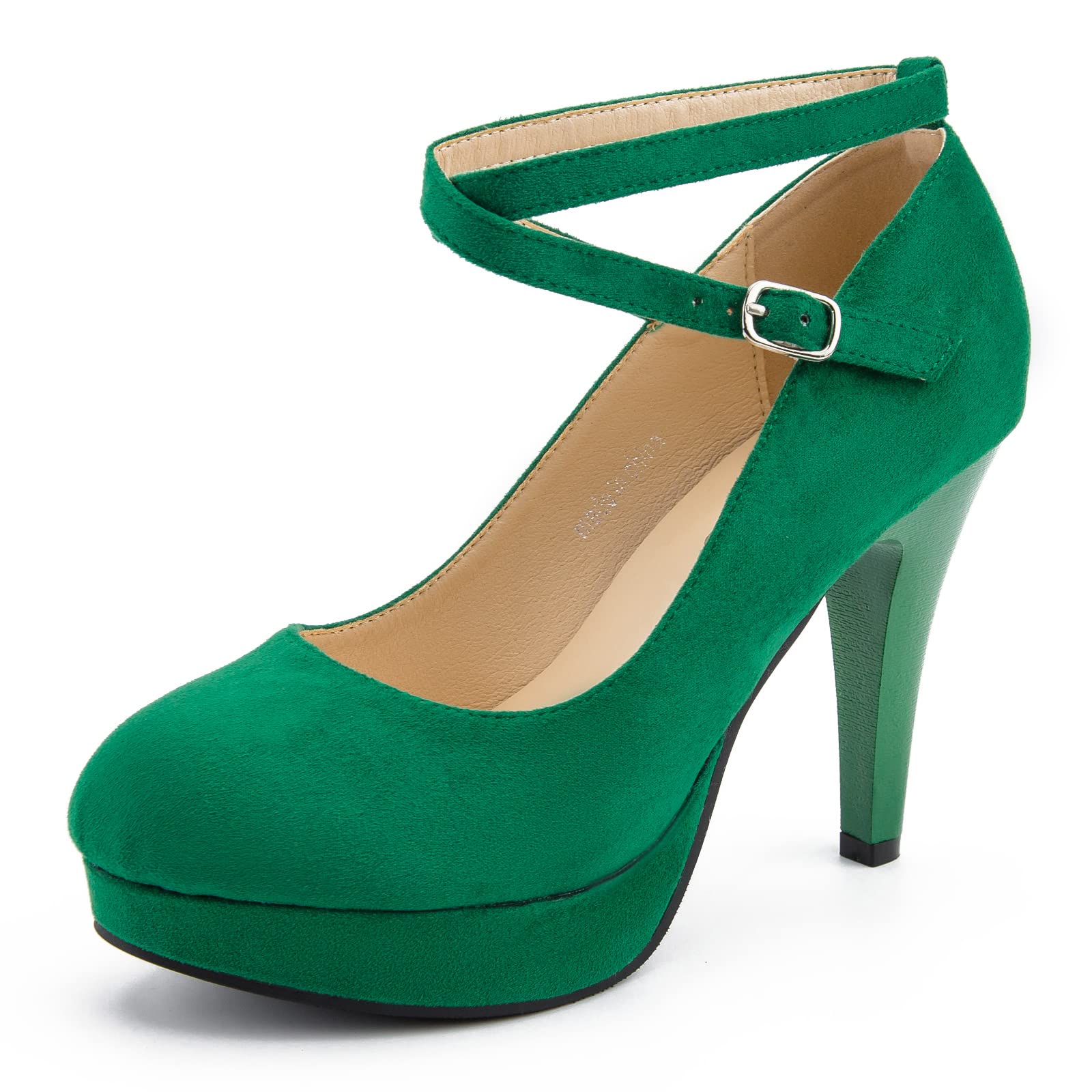 fereshte Women's Platform Pumps, Ankle Strap, High Heel, Closed Toe, Party Wedding Dress Shoes