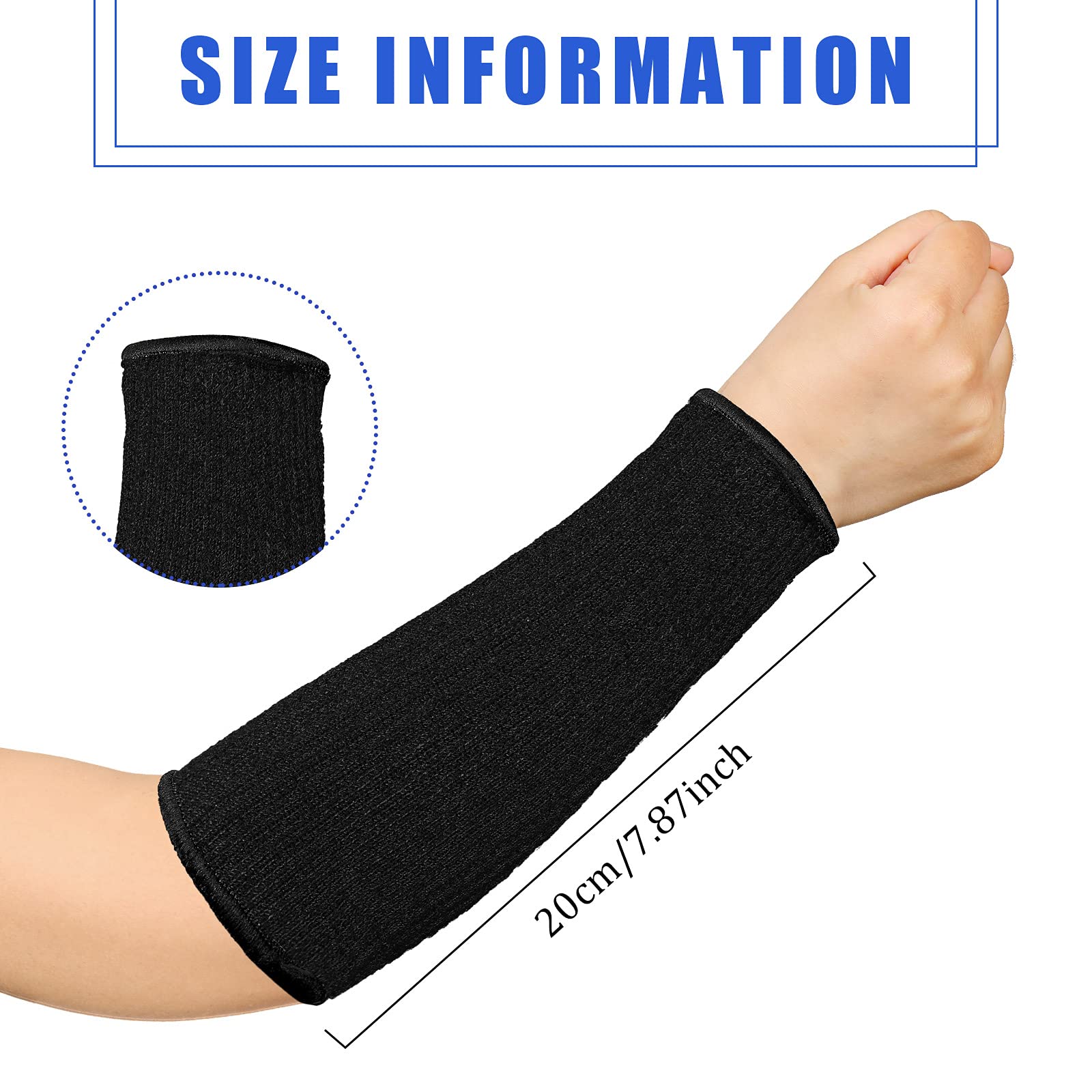 Sintege 3 Pairs Arm Protectors for Thin Skin and Bruising Cut Resistant Forearm Sleeve Level 5 Arm Burn Protection Sleeve (Black,7.9 Inch)