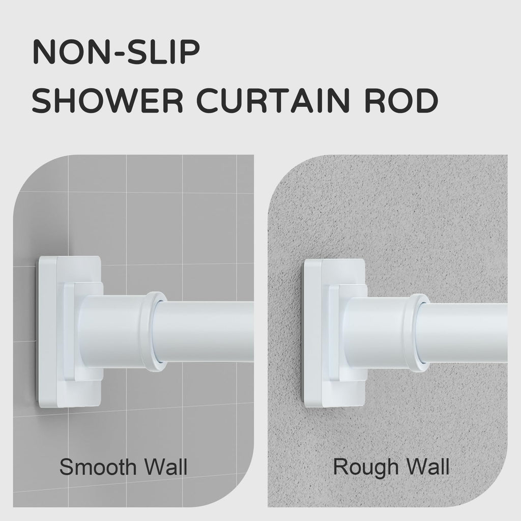 UIOSANRT Tension Shower Curtain Rod 31-55 Inches Non-Slip Shower Rod Tension Mounted No Drill Black Shower Curtain Rods Spring Tension Rod Adjustable Tension Curtain Rod for Windows Bathroom