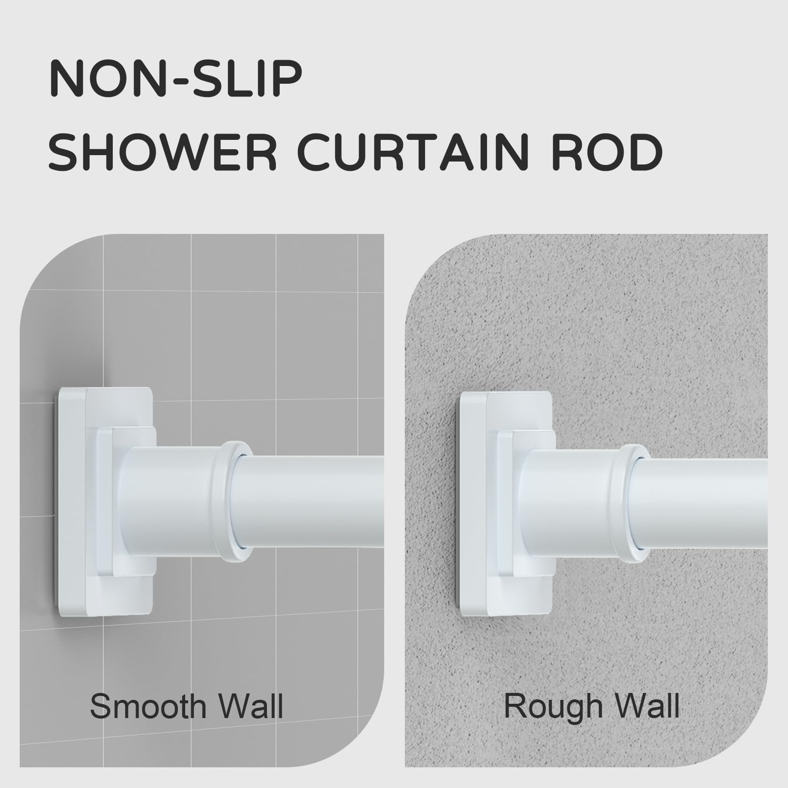 UIOSANRT Tension Shower Curtain Rod 31-55 Inches Non-Slip Shower Rod Tension Mounted No Drill Black Shower Curtain Rods Spring Tension Rod Adjustable Tension Curtain Rod for Windows Bathroom