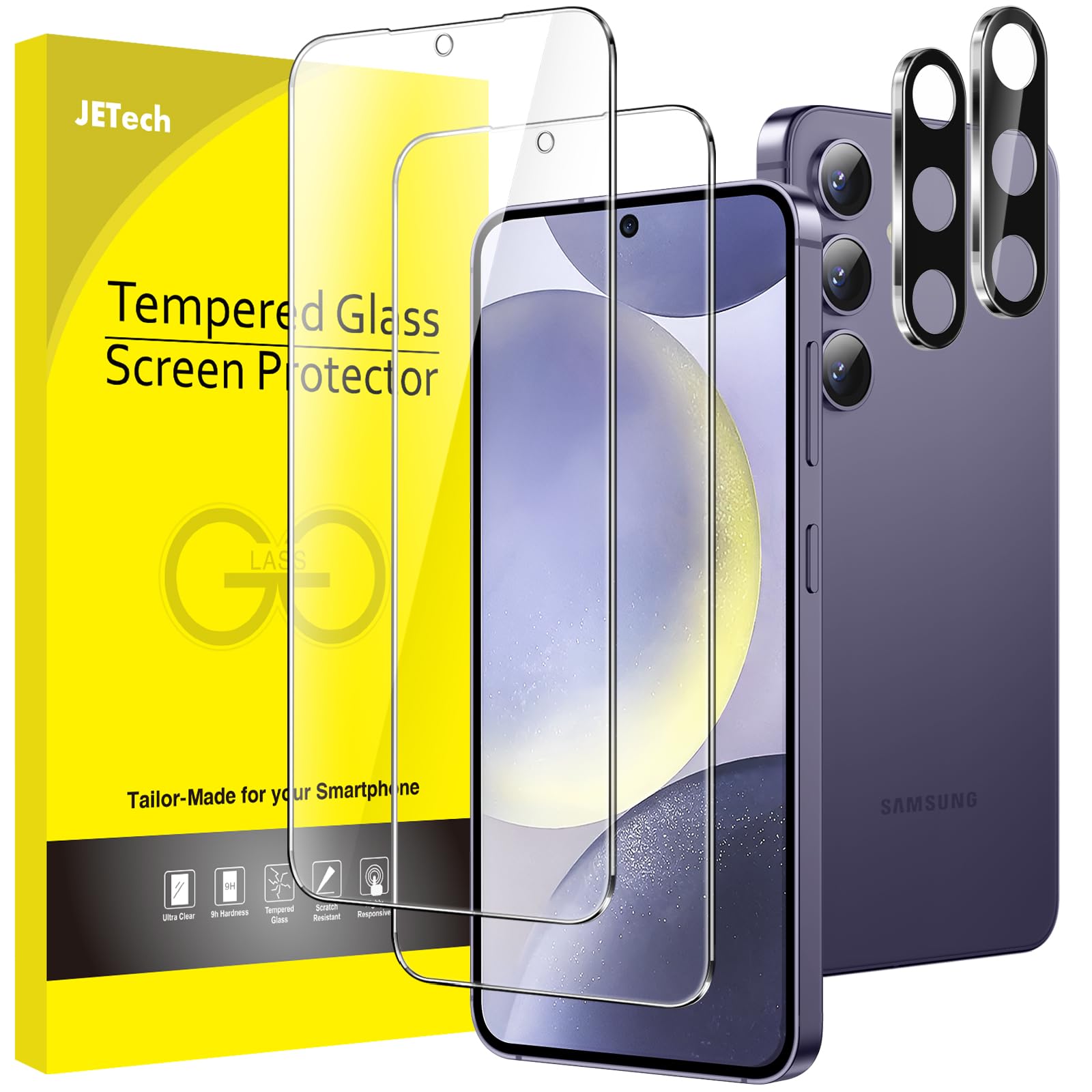 JETech Screen Protector for Samsung Galaxy S20 FE 6.5-Inch with Camera Lens Protector, Tempered Glass Film, Fingerprint ID Compatible, HD Clear, 2-Pack Each