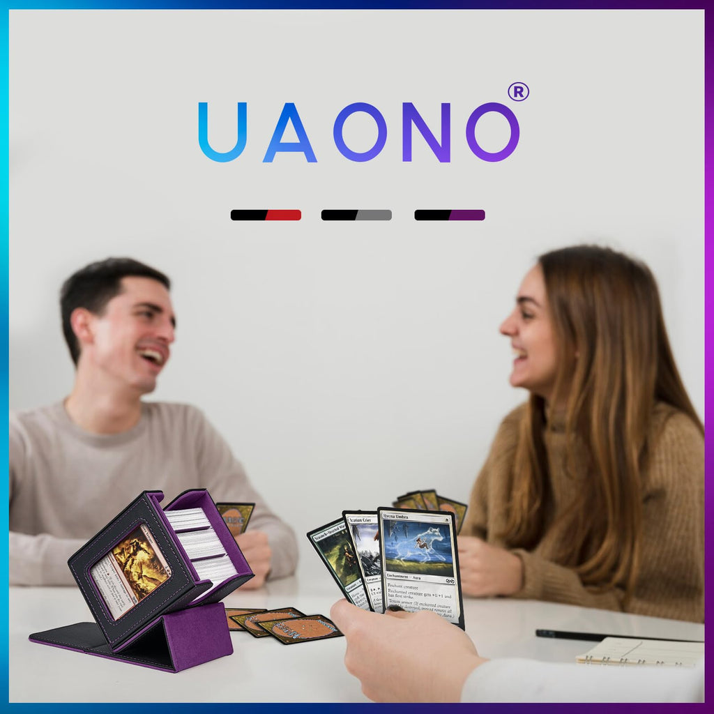 UAONO 4 Pack MTG Commander Deck Box, Independent Commander Display, Fits 400 Double-Sleeved Cards, Magnetic Deck Case for Magic the Gathering TCG, 8 Dividers & 4 Top Loaders (4 Color)