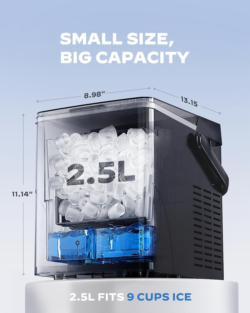 HOMEZAY Countertop Ice Maker, Compact Ice Maker with Larger 2.5L Expanding Ice Basket & 1.8L Water Tank, Smart Touch Control, 9 ICES in 6 Mins, Self-Cleaning, for Home/Party/Office/RV