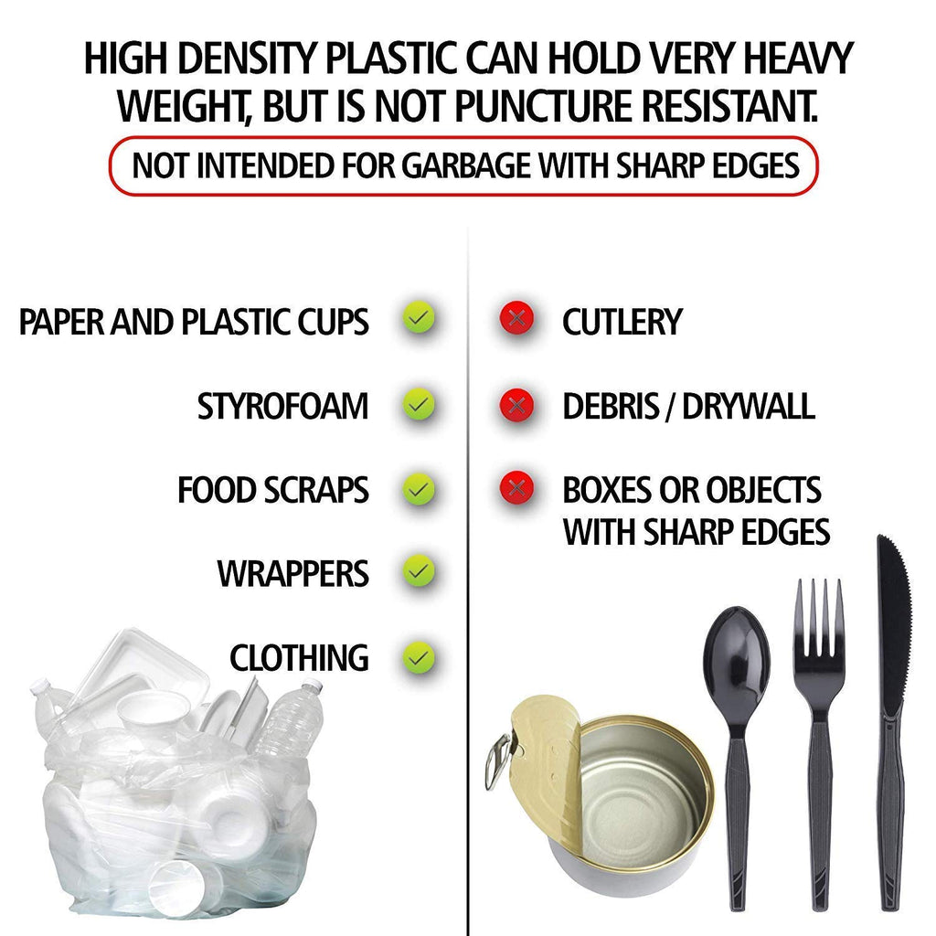 Aluf Plastics High Density Trash Bags, 10 Gallon, 4000 Count, 6 Micron (eq), 24" x 24", Black, for Bathroom, Office, Industrial, Commercial, Janitorial, Municipal, Recycling