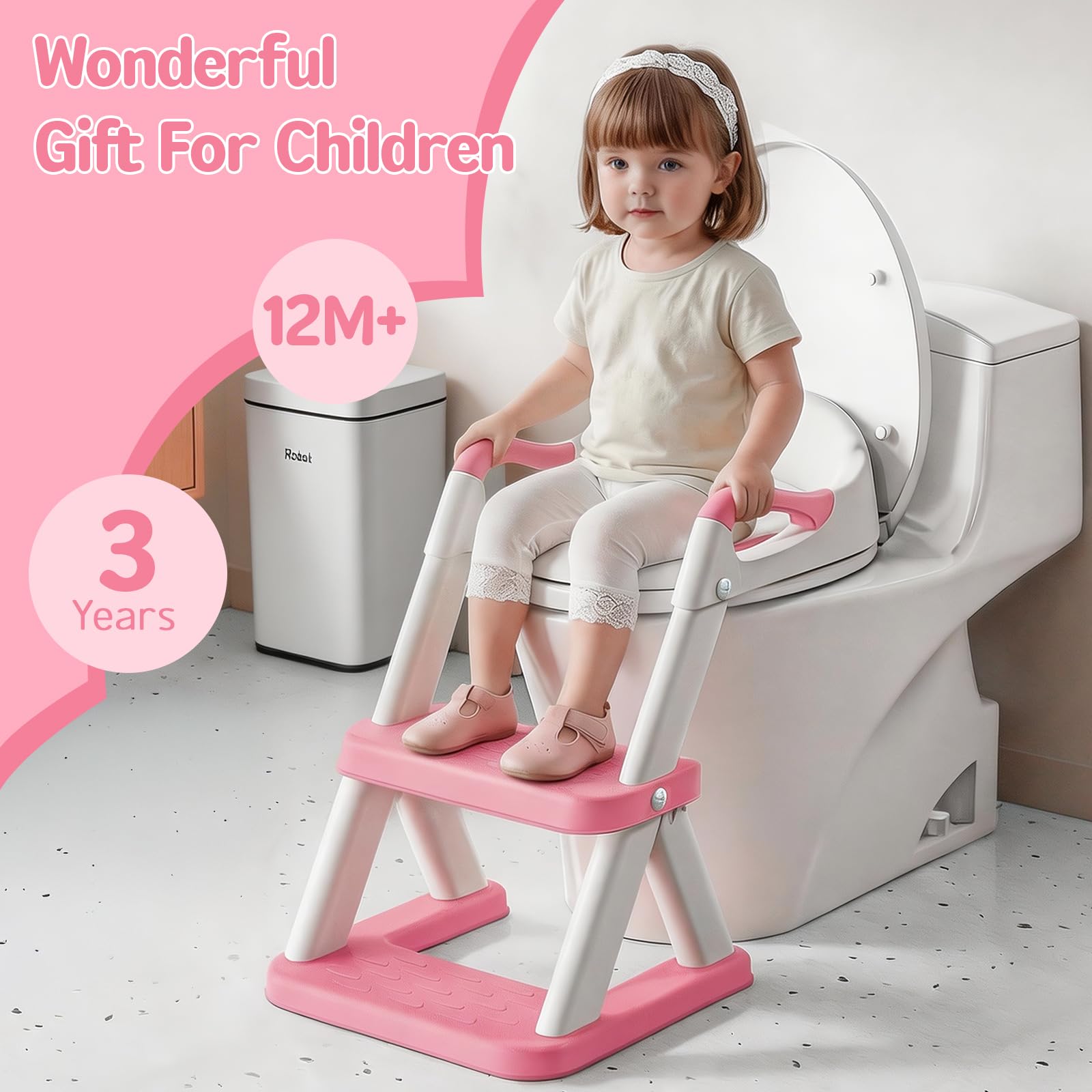 Potty Training Seat, Upgrade Toddler Toilet Seat for Kids Boys Girls, 2 in 1 Potty Training Toilet, Splash Guard Anti-Slip Pad Step Stool(Blue)