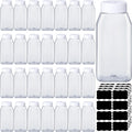 Mifoci 28 Pack 16 oz Plastic Spice Jars with Cap Square Plastic Bottle Containers with Shaker Lids and Stickers Large Seasoning Shaker Empty Powder Storage Container for Storing Salt Herbs (Black)