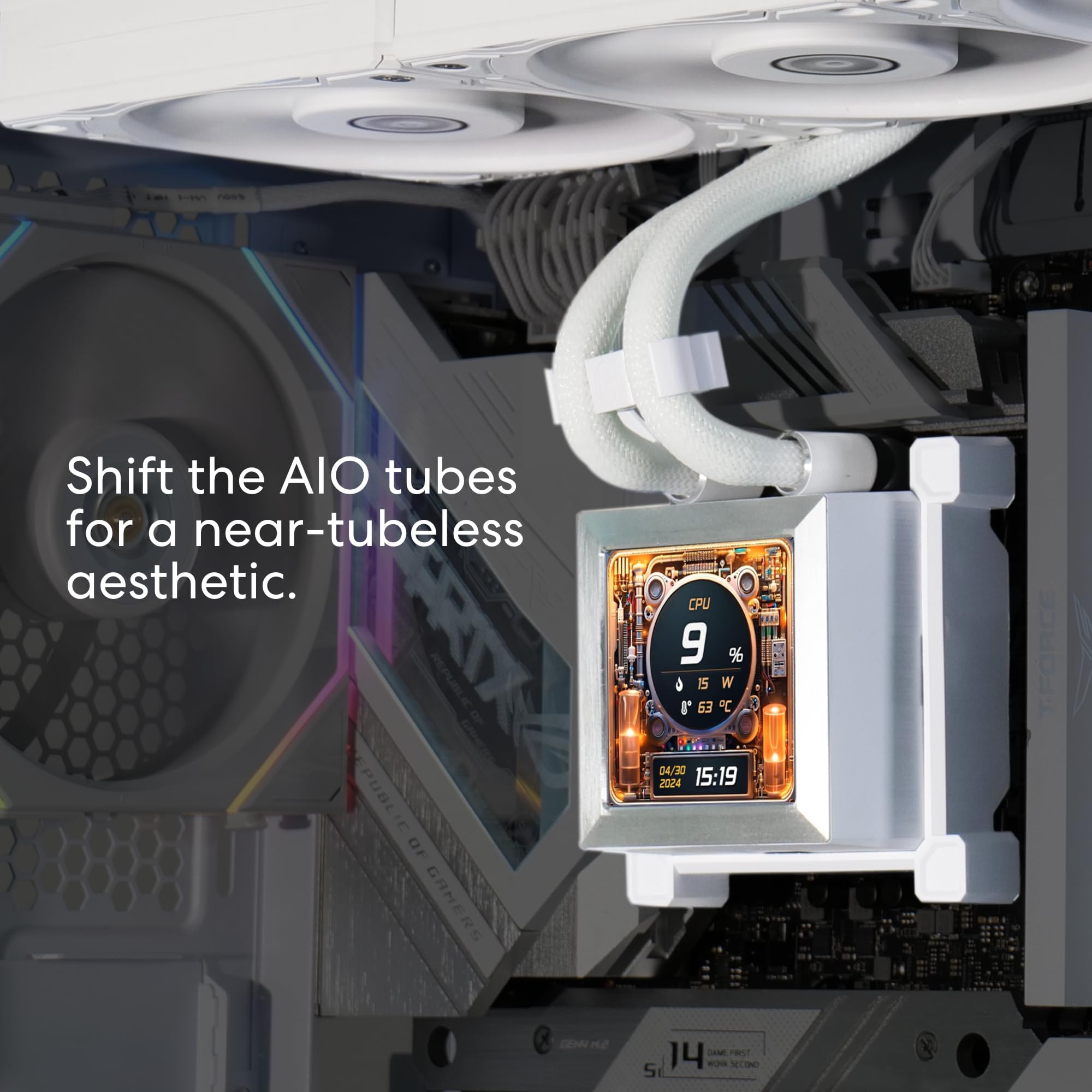 Lian Li Hydroshift LCD 360 Liquid Cooler - Flexible Side-Mounted Coolant Pathway, 2.88” LCD Screen - 480 x 480 Res. - Captured Screenshots or Recorded Videos - Fits Most PC Fans - Black (HSLCD36NB)