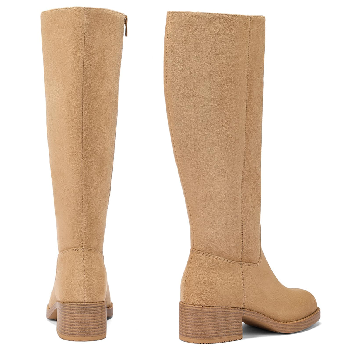 DOBOLIN Wide Calf Knee High Boots for Women Tall Fall Boots Square Toe