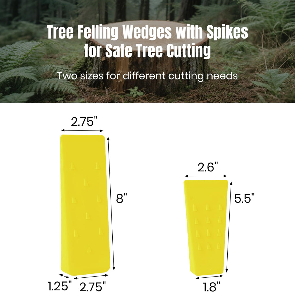 AR-PRO 6 Pack Tree Felling Wedges with Spikes for Safe Tree Cutting – 5.5” Wedges with Storage Bag; 6 Felling Dogs to Guide Trees Stabilize and Safely to Ground for Loggers and Fallers