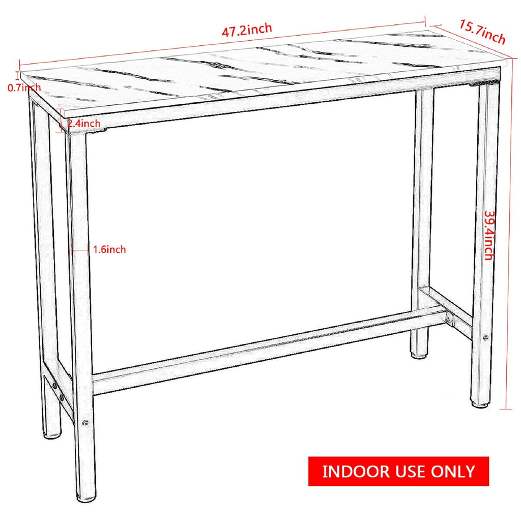 Mr IRONSTONE Bar Table, 47" Pub High Top Table Rectangular Bar Height Table Sofa Console/Dining Coffee Table, for Narrow Space, Living Room, Vintage