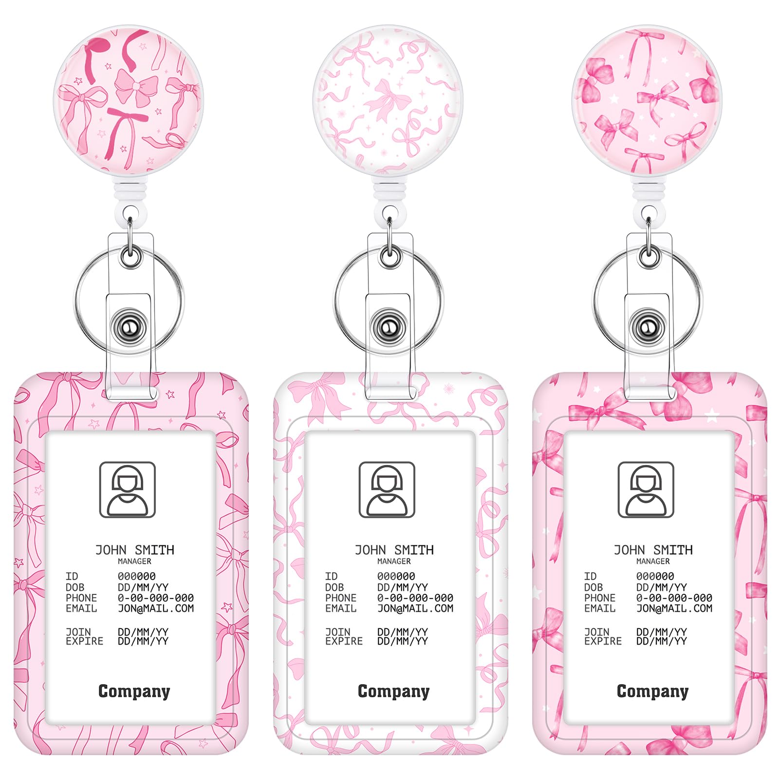 3 Set Badge Holder Retractable Reel Bloom ID Badge Holders with Clip Cute Name Badge Holders for Teacher Nurse Doctor Student Office Workers