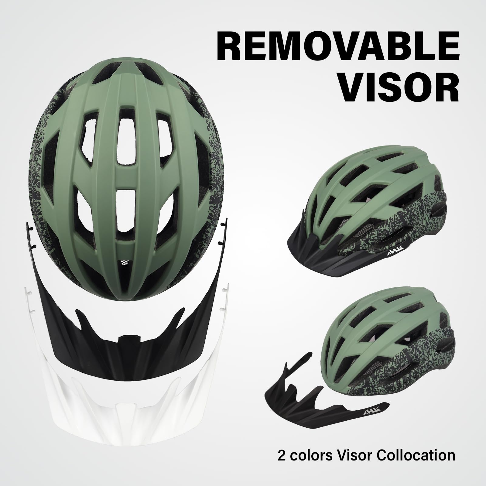 Youth Adult Road Bike Helmet, Men Women Adjustable Mountain Bicycle Helmet with Detachable Visor, 2 Sizes for Age 8-14+ Youth, Kids, Adult