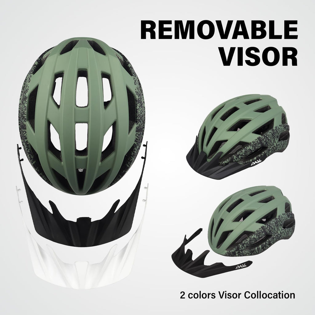 Youth Adult Road Bike Helmet, Men Women Adjustable Mountain Bicycle Helmet with Detachable Visor, 2 Sizes for Age 8-14+ Youth, Kids, Adult