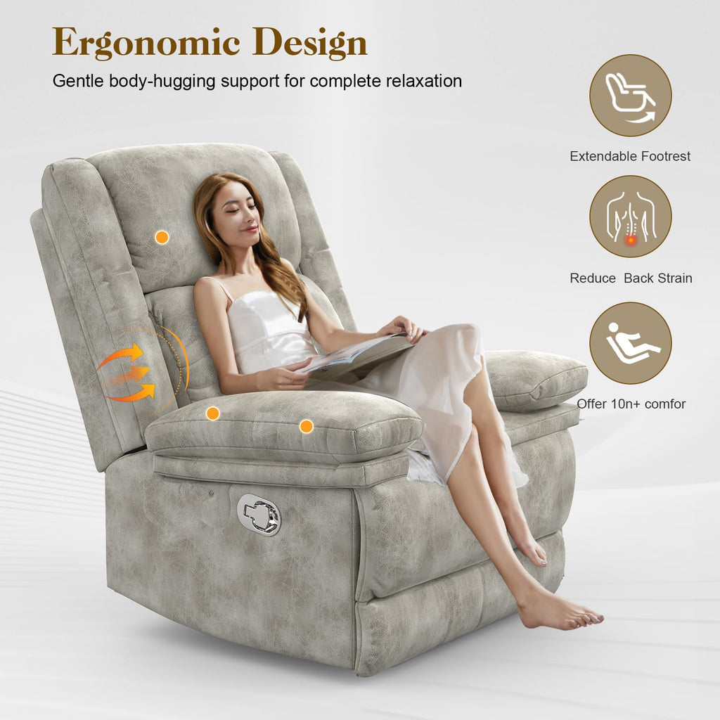 Recliner Chairs for Adults, FSC Certified Massage Reclining Chair with Heated Modern, Ergonomic Lounge Single Reclining Sofa Seat with Cup Holder & Pocket, Living Room Lounge Recliners Black