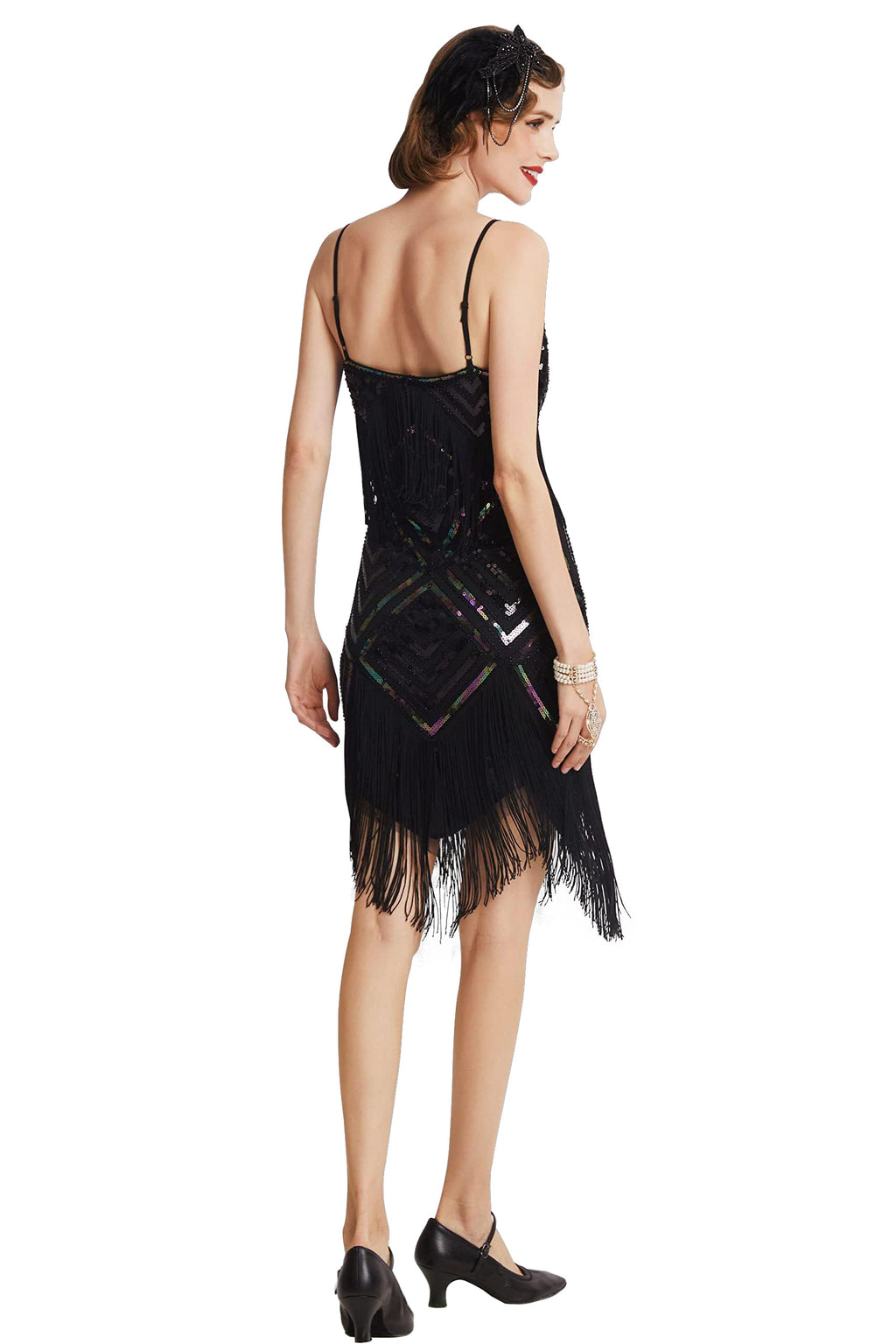 BABEYOND Women's 1920s Flapper Dress V Neck Slip Dress Roaring 20s Great Gatsby Dress for Party