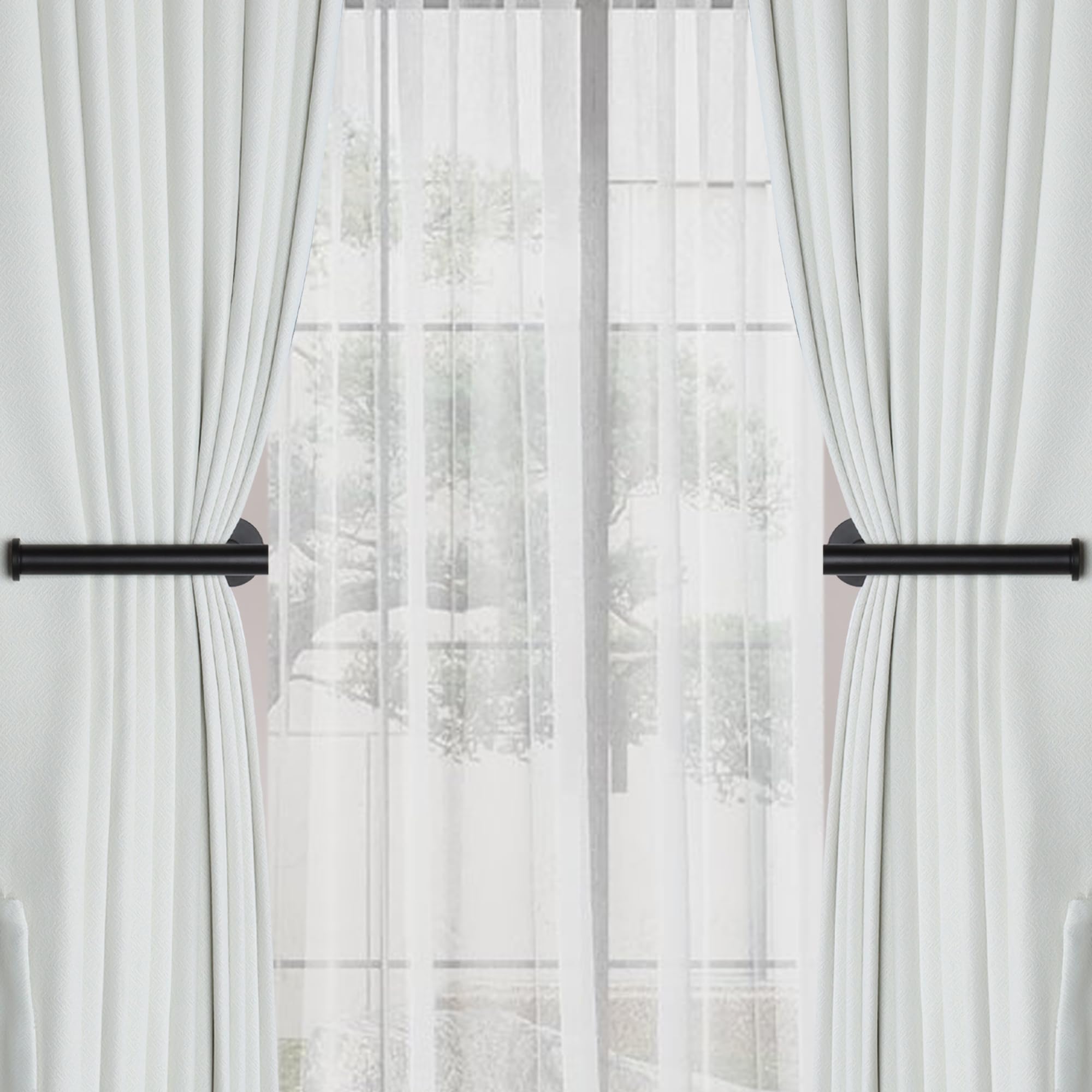Groleca 2 Pack Adhesive Curtain Holdbacks Curtain Tie Backs Curtain Holdbacks No Drill Curtain Pull Backs Adhesive Curtain Hooks Curtain Holders for Drapes (2, Black)