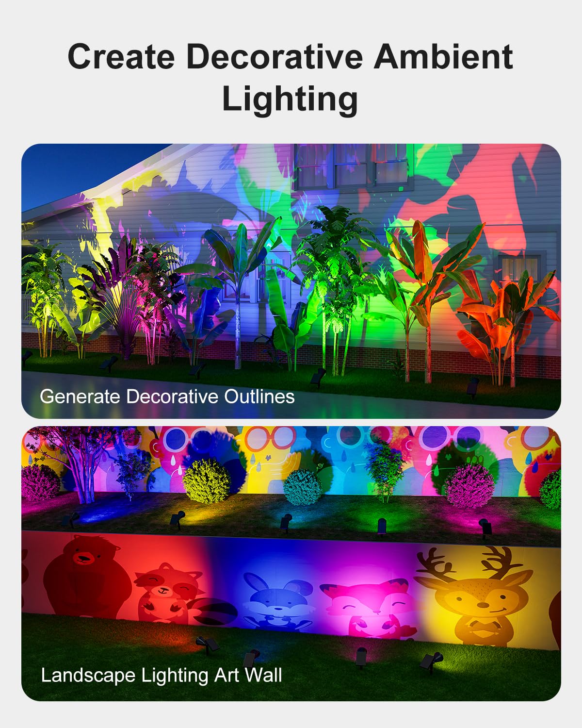 Solar Power Spot Lights Outdoor Waterproof for Christmas Decorations, Flag, Tree, Wreath, Santa Claus, Snowman, Bright LED Landscape Lamp Uplights for Outside Garden, Yard, Patio, Sidewalk,Warm White