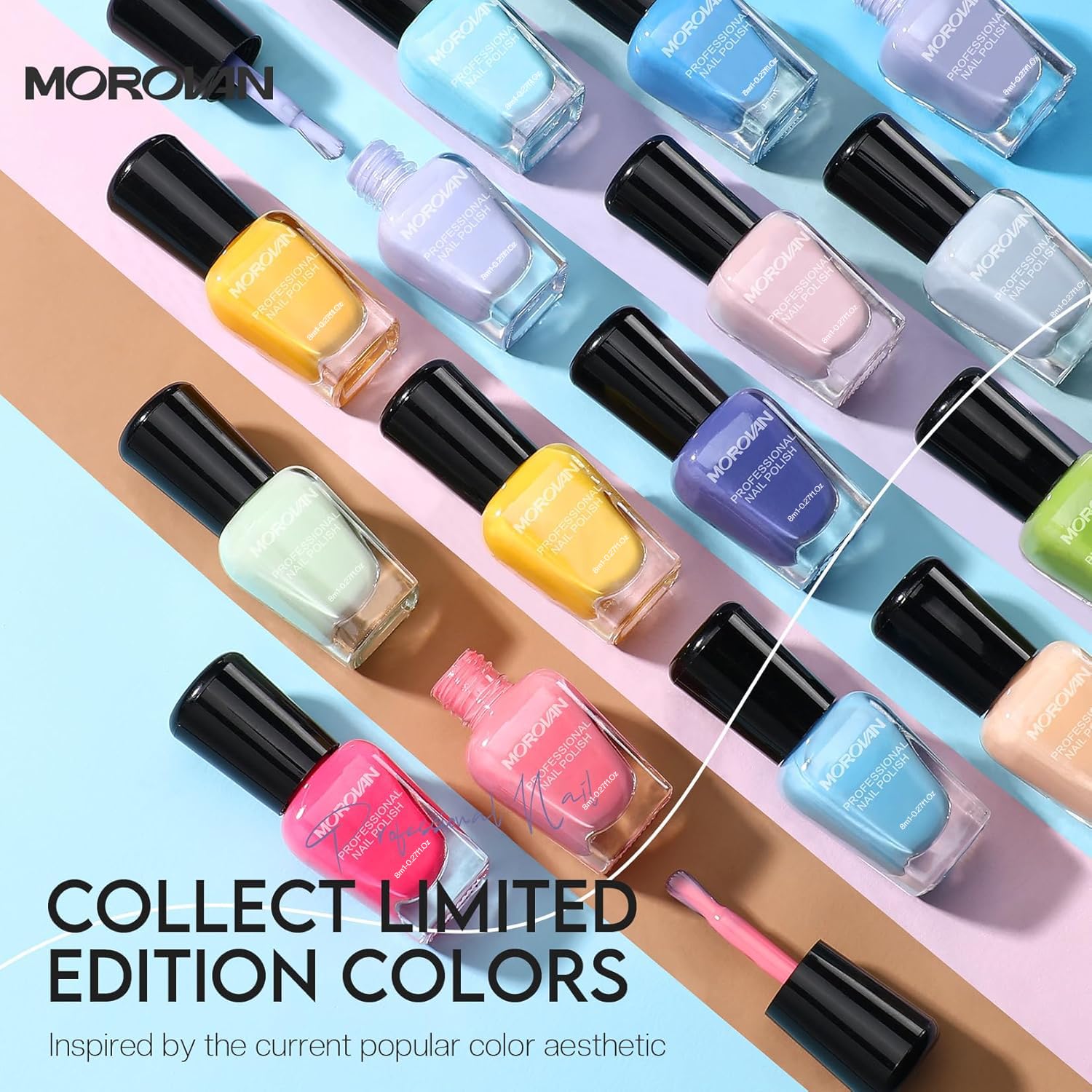 Morovan 15 Bright Color 0.27oz Air Quick Dry Long Lasting Nail Polish Gift Set for Women