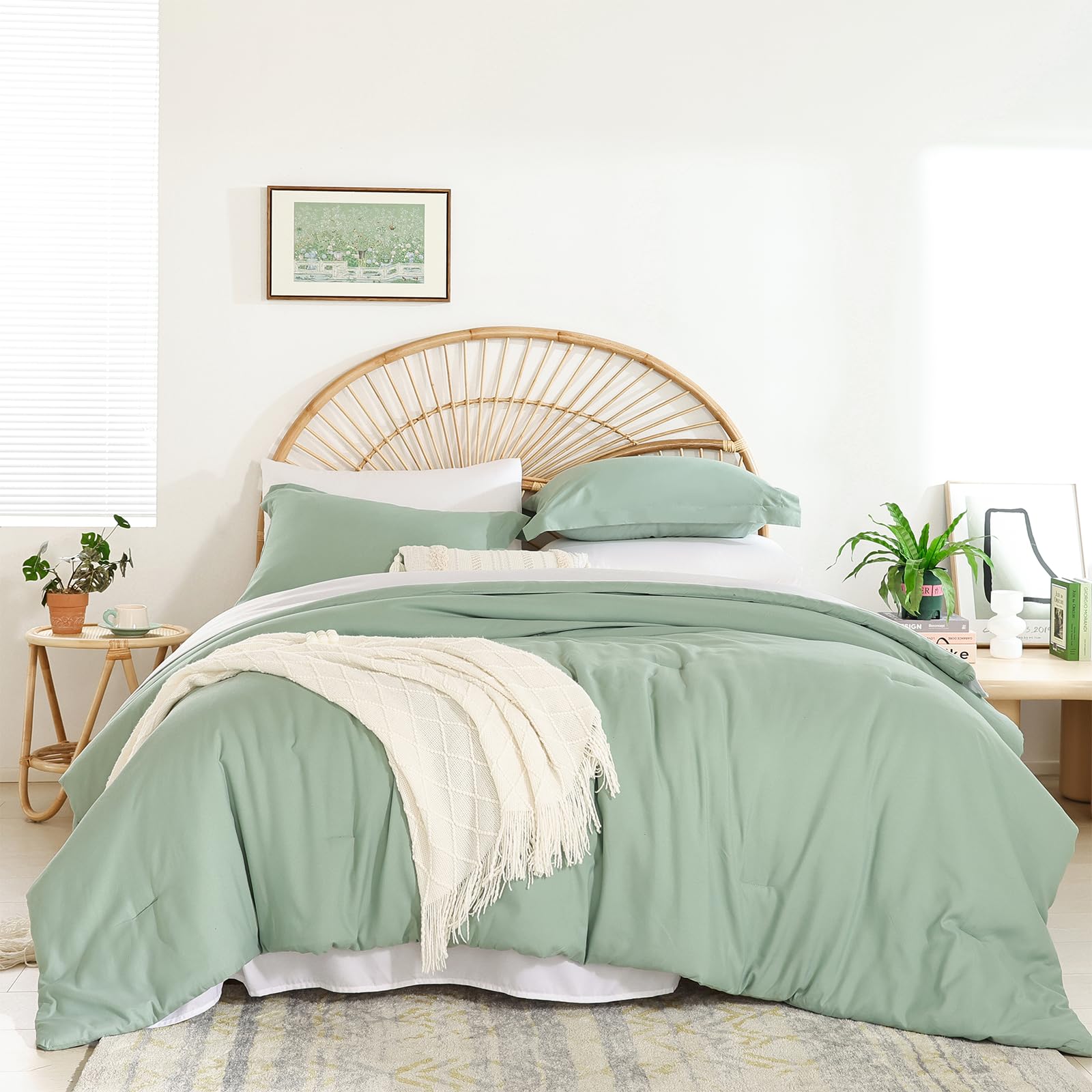 weigelia Twin Comforter Set 5 Pieces Beige Bed in A Bag Soft Queen Bedding Set Lightweight Comforter Set for Women and Men（Comforters, Flat & Fitted Sheets, Pillowcases & Shams）