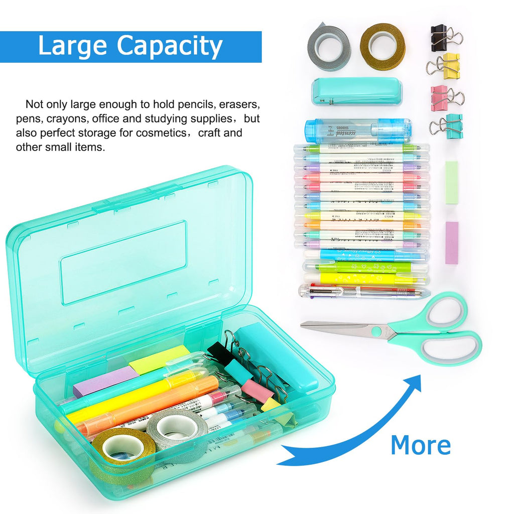 Tamaki 1 Pack Plastic Pencil Box Large Capacity Pencil Boxes Clear Boxes with Snap-tight Lid Stackable Design and Stylish Office Supplies Storage Organizer Box, Black