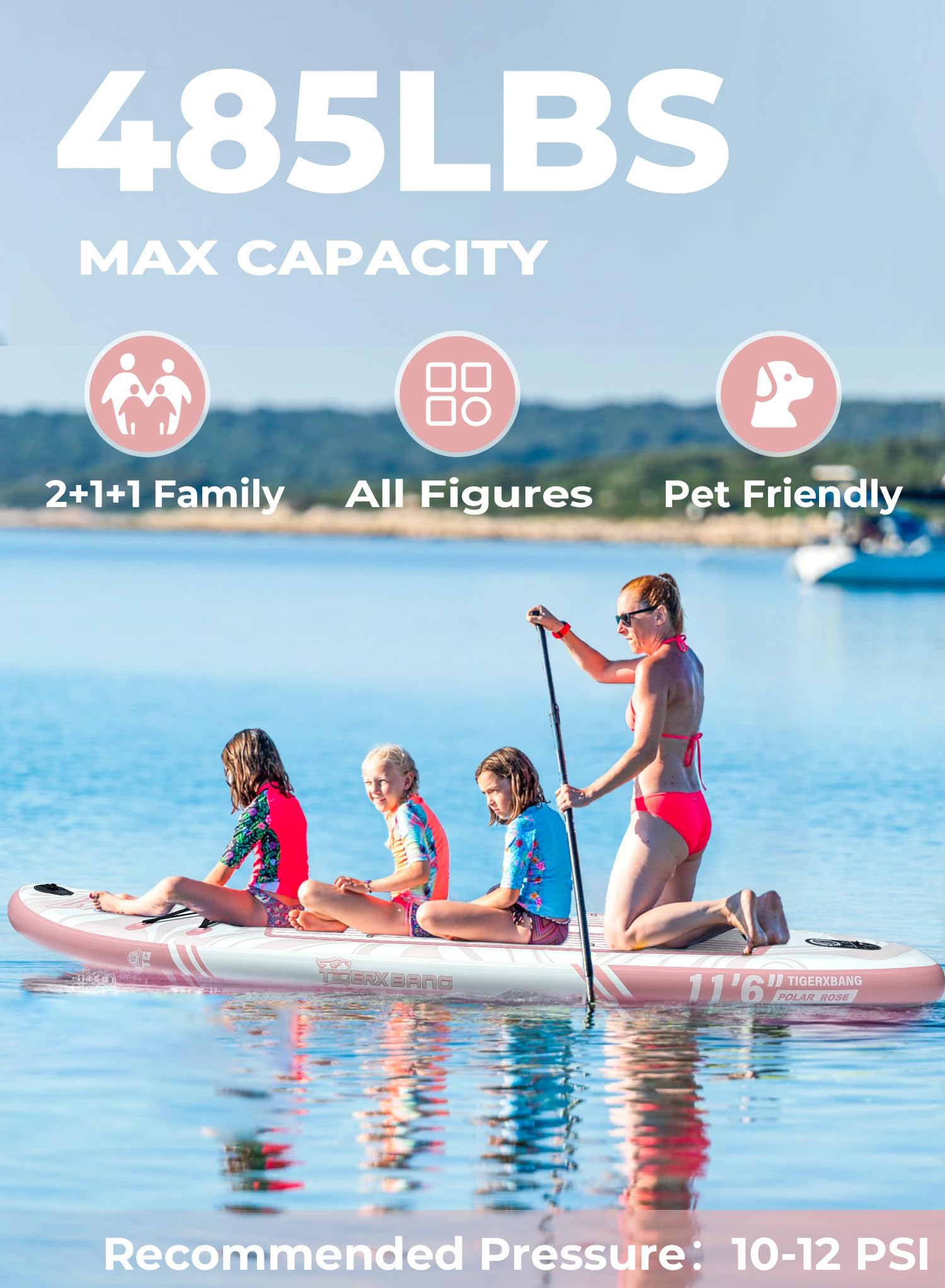 TIGERXBANG 11'6"/11'/10' Inflatable Paddle Board with Complete Accessories, Versatile Premium Paddle Boards for Adults/Youth, Stand Up Paddle Board Polar/Wave/Sunny Wave Collection