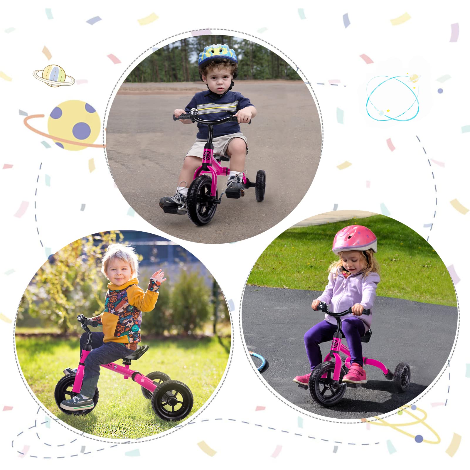 XPIY Tricycle for Toddlers Age 2-5 Years Old, 3 in 1 Folding Toddler Bike for Boys and Girls, Kids' Bike Trike with Detachable Pedal and Adjustable Seat (Blue)